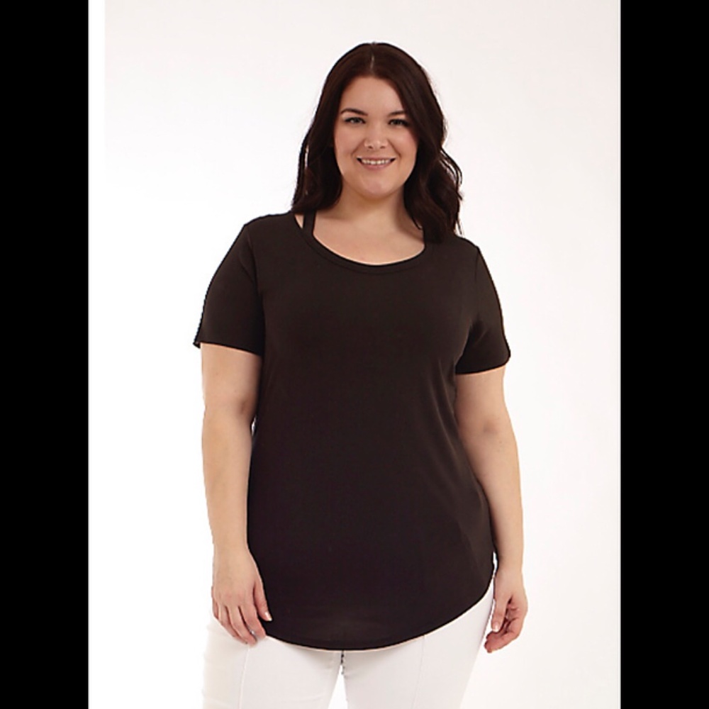 DKR Apparel Plus (Full Figure) V-Neck Modal Short Sleeve Top